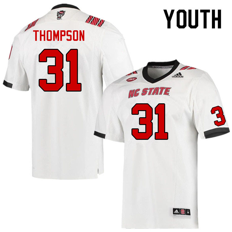 Youth #31 Daejuan Thompson NC State Wolfpack College Football Jerseys Sale-White - Click Image to Close